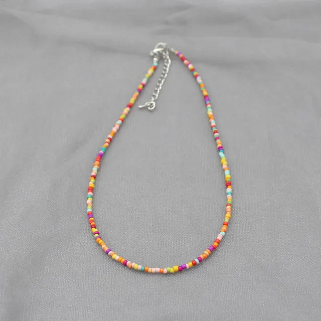 Böhmen Perlen Choker Halskette für Frauen - Farbenfroh und Einfach
