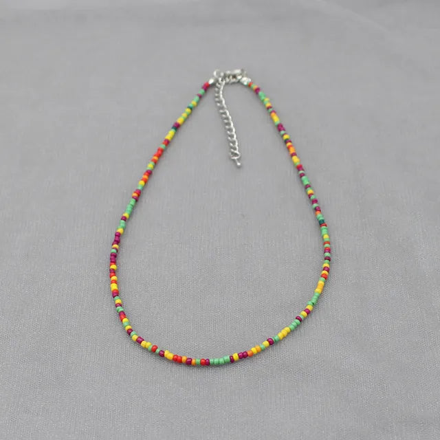 Böhmen Perlen Choker Halskette für Frauen - Farbenfroh und Einfach