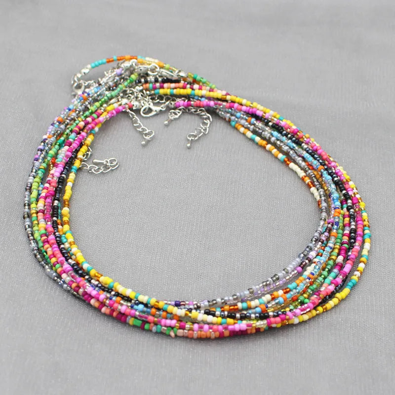 Böhmen Perlen Choker Halskette für Frauen - Farbenfroh und Einfach