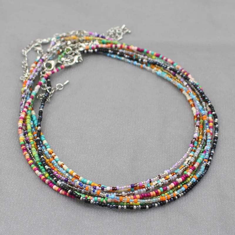 Böhmen Perlen Choker Halskette für Frauen - Farbenfroh und Einfach