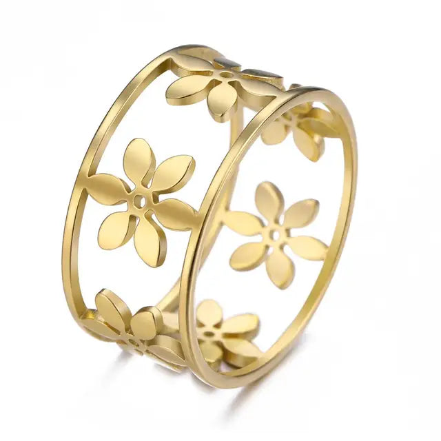 Romantischer Blumen-Finger-Ring aus Edelstahl für Damen und Mädchen