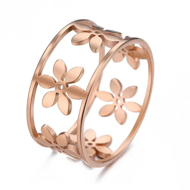 Romantischer Blumen-Finger-Ring aus Edelstahl für Damen und Mädchen
