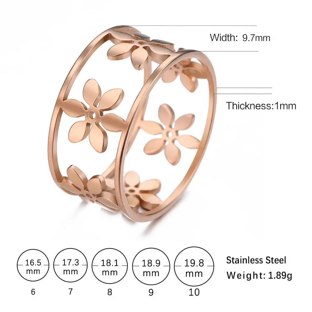 Romantischer Blumen-Finger-Ring aus Edelstahl für Damen und Mädchen