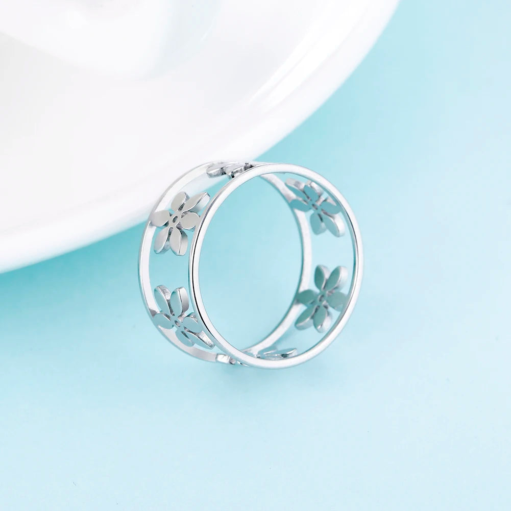 Romantischer Blumen-Finger-Ring aus Edelstahl für Damen und Mädchen