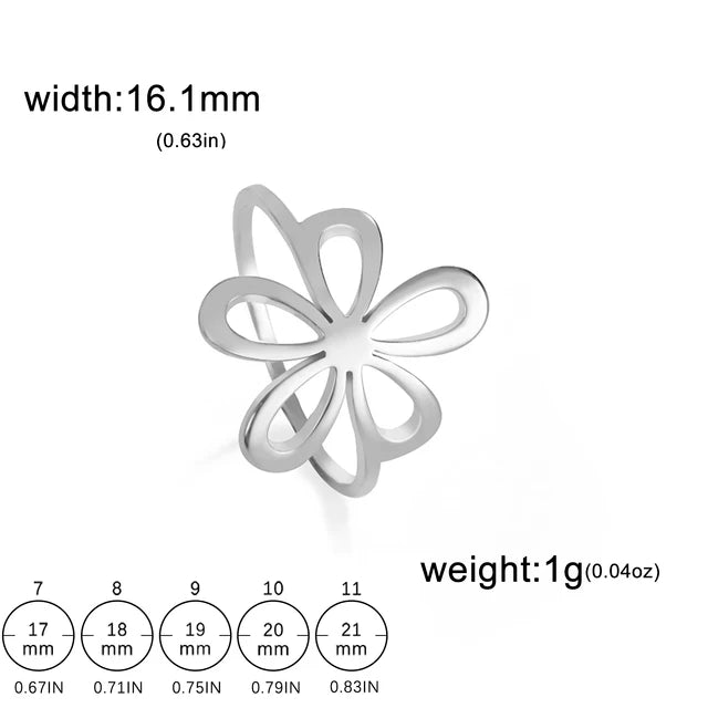 Blumenring aus Edelstahl für Frauen und Mädchen in Goldfarbe - ästhetischer Bohemian-Ring für Hochzeit und Verlobung - Schmuckgeschenk im Großhandel