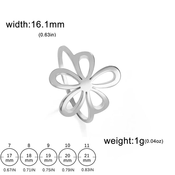Blumenring aus Edelstahl für Frauen und Mädchen in Goldfarbe - ästhetischer Bohemian-Ring für Hochzeit und Verlobung - Schmuckgeschenk im Großhandel