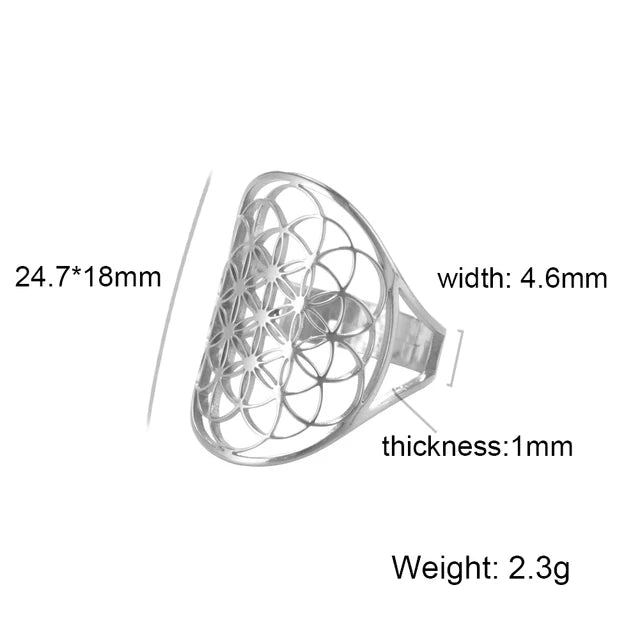 Blumenleben Edelstahlringe für Frauen | Verstellbare Edelstahlringe für Frauen