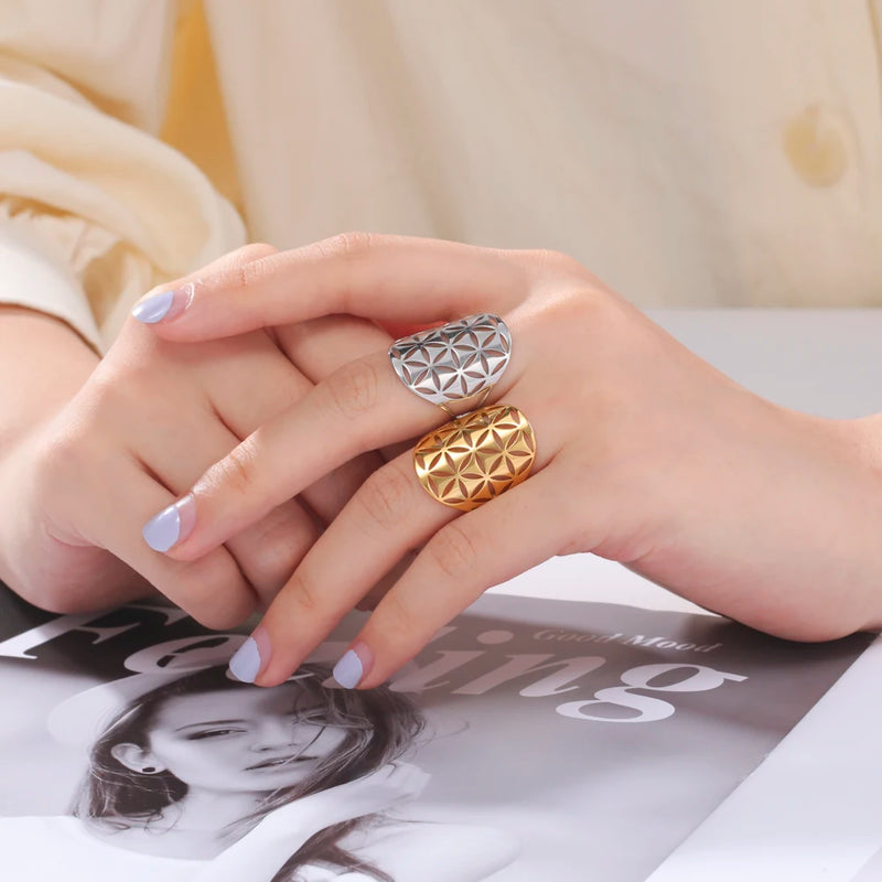 Blumenleben Edelstahlringe für Frauen | Verstellbare Edelstahlringe für Frauen