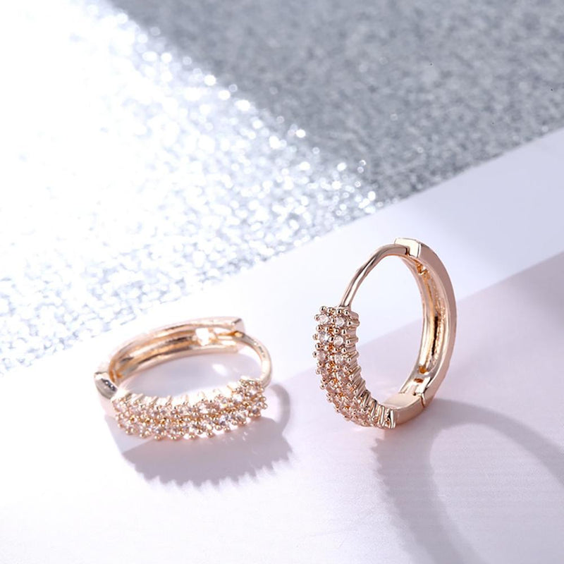 Kleine Ähe Runde Kubische Zirkonohrringe Mit Funkelnden Strasssteinen