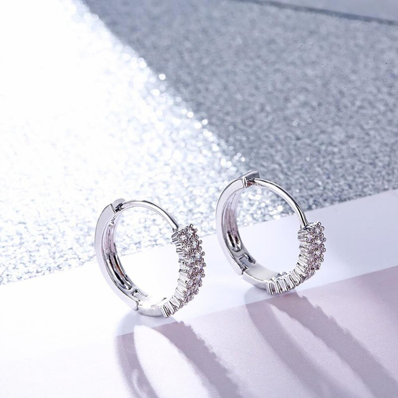 Kleine Ähe Runde Kubische Zirkonohrringe Mit Funkelnden Strasssteinen