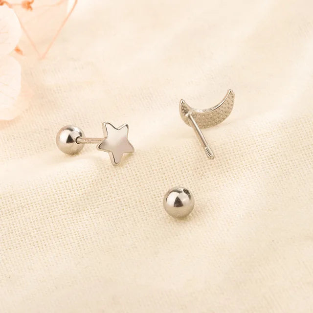 Silberplattierte Ballonhund Ohrringe für Frauen - Hypoallergene Flachrücken Ohrringe - Piercingschmuck