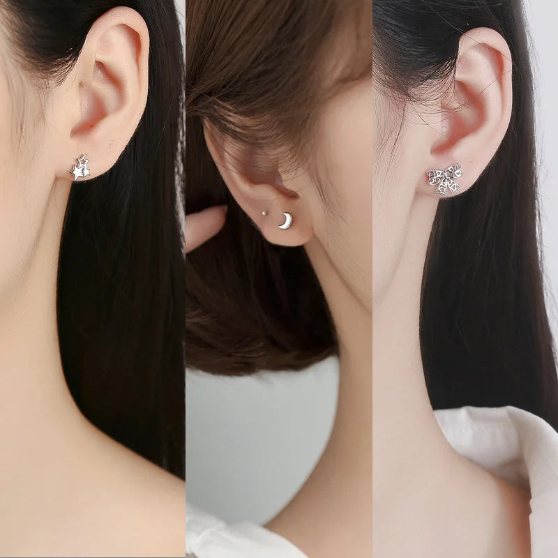 Silberplattierte Ballonhund Ohrringe für Frauen - Hypoallergene Flachrücken Ohrringe - Piercingschmuck