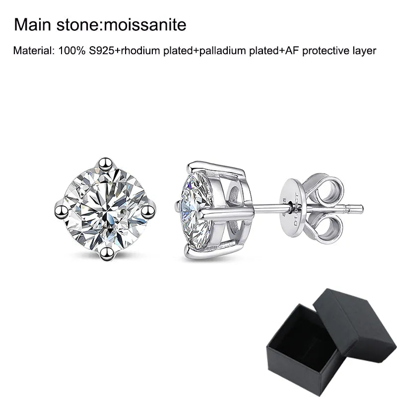 Platinum Diamant Ohrstecker für Herren | Moissanit Ohrstecker für Männer
