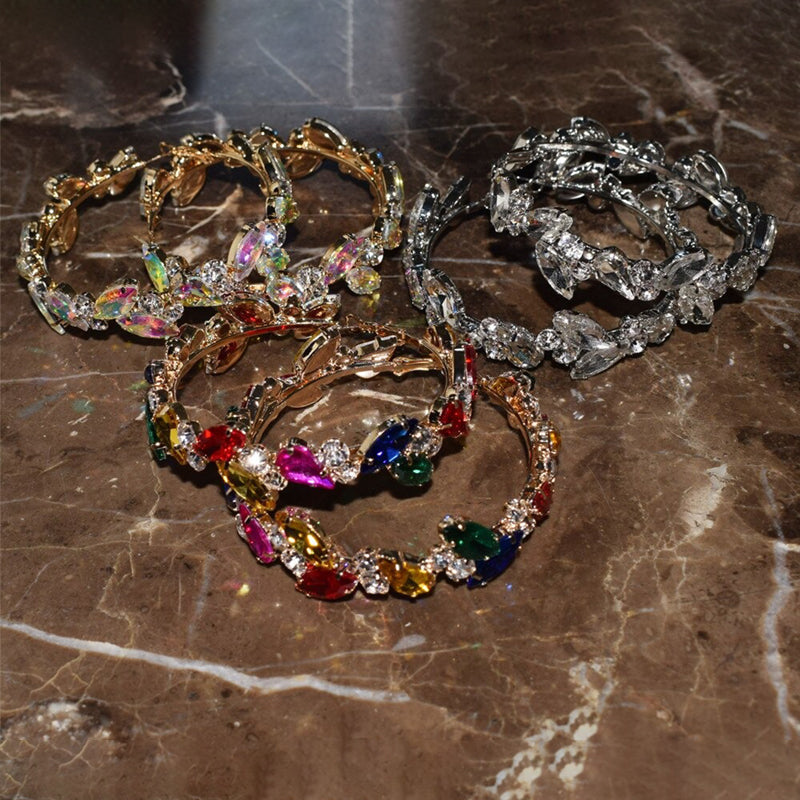 Übergroße Übergroße Trendige Strass Hoop Erklärung Ohrringe