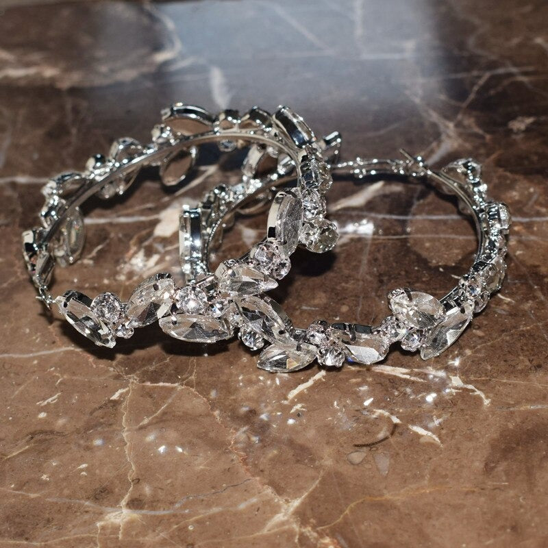 Übergroße Übergroße Trendige Strass Hoop Erklärung Ohrringe