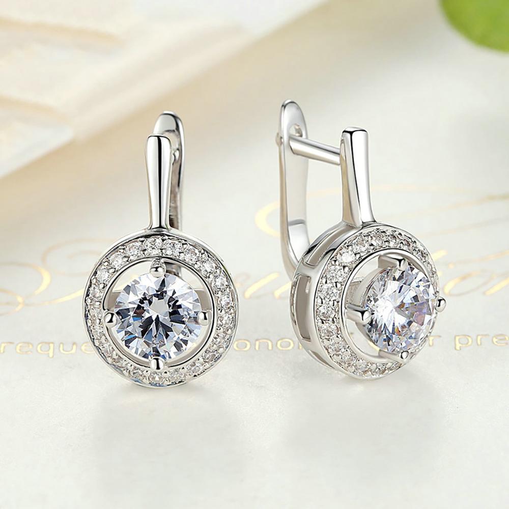 Funkelnde Runde Form Voller Liebe Dangle Ohrringe