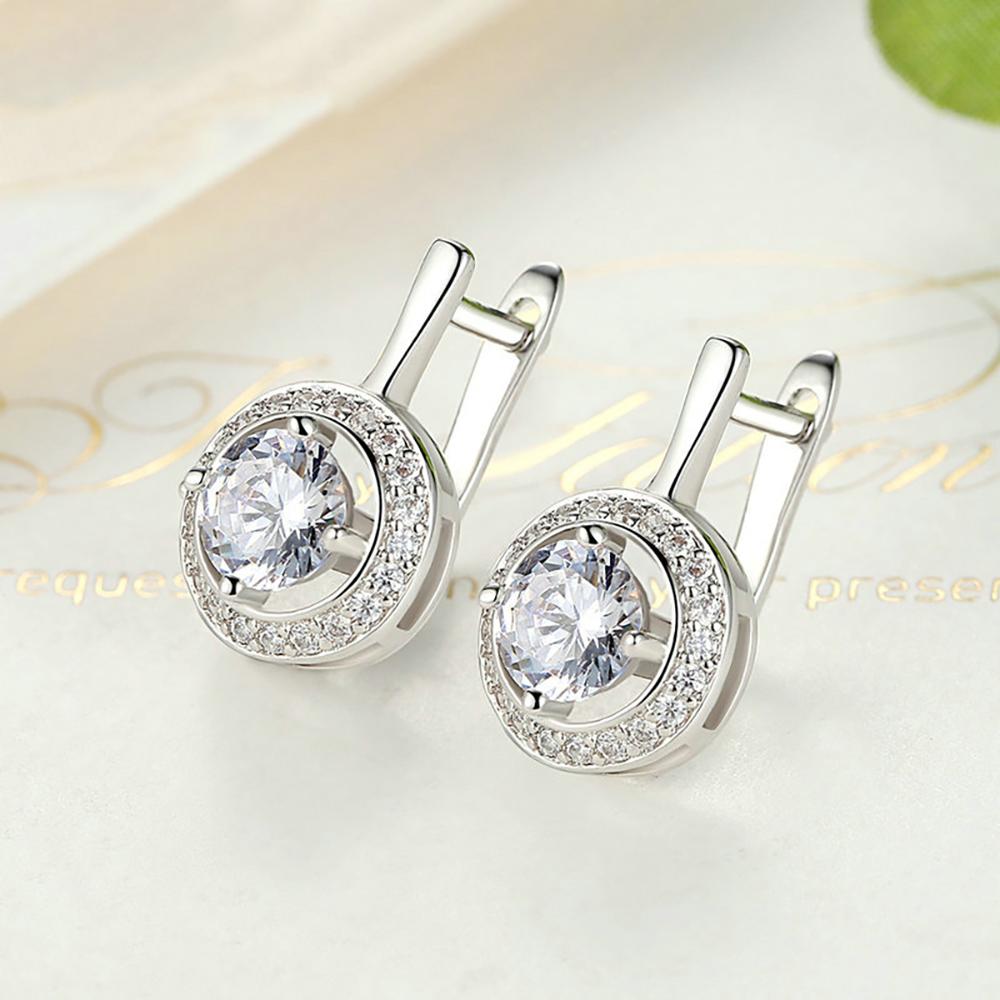 Funkelnde Runde Form Voller Liebe Dangle Ohrringe