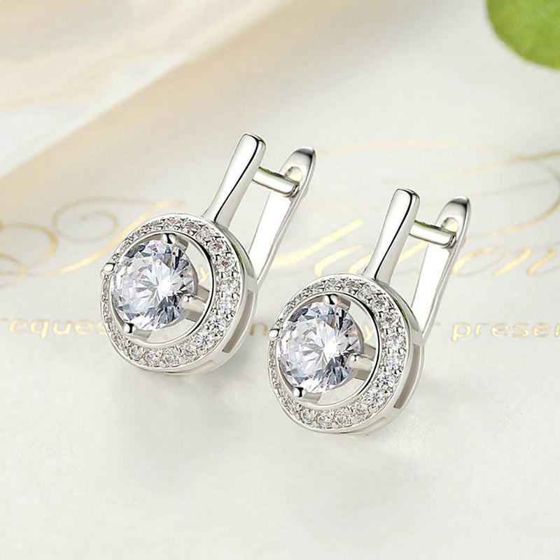 Funkelnde Runde Form Voller Liebe Dangle Ohrringe