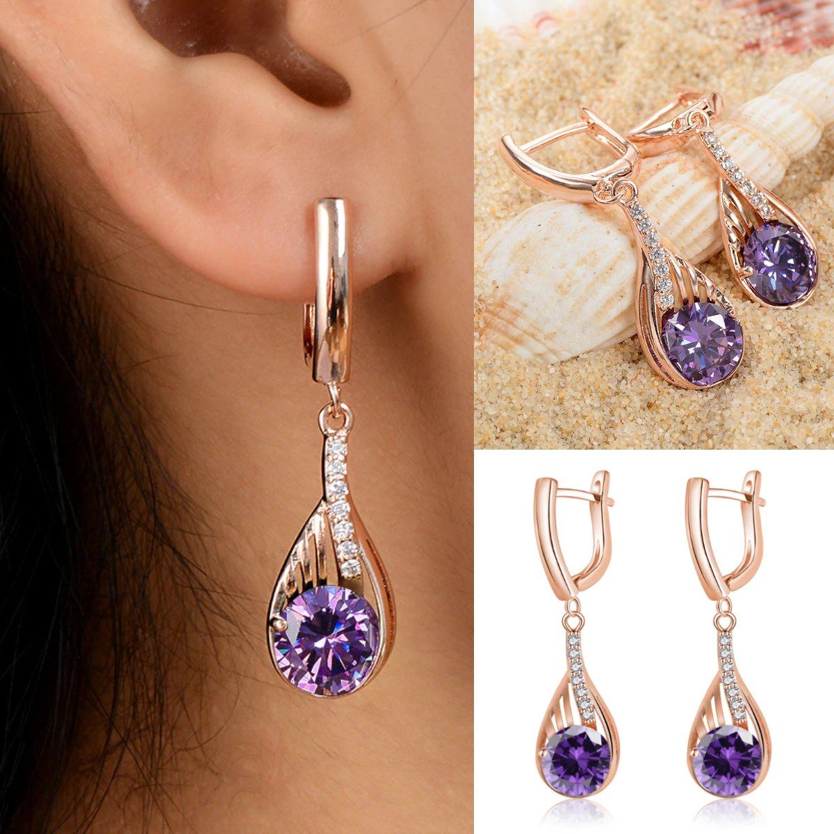 Sonderangebot Eleganter Tränenabfall Strassohrringe