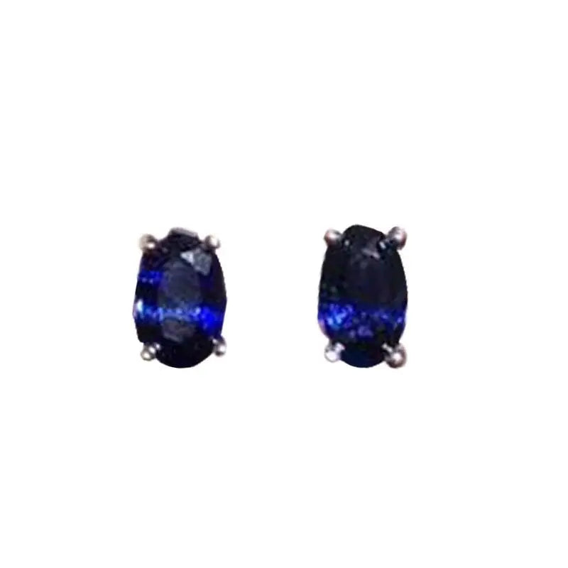 Exquisite S925 Silver Platinum Plated Stud Earrings with Natural Sri Lankan Sapphire