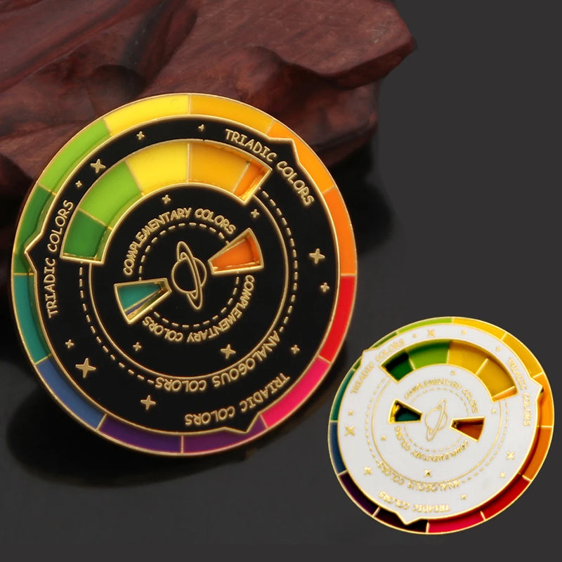 Bunte drehbare Emaille-Anstecknadeln mit Kompassmuster für Kleidung, Rucksack, Hut und Schmuck