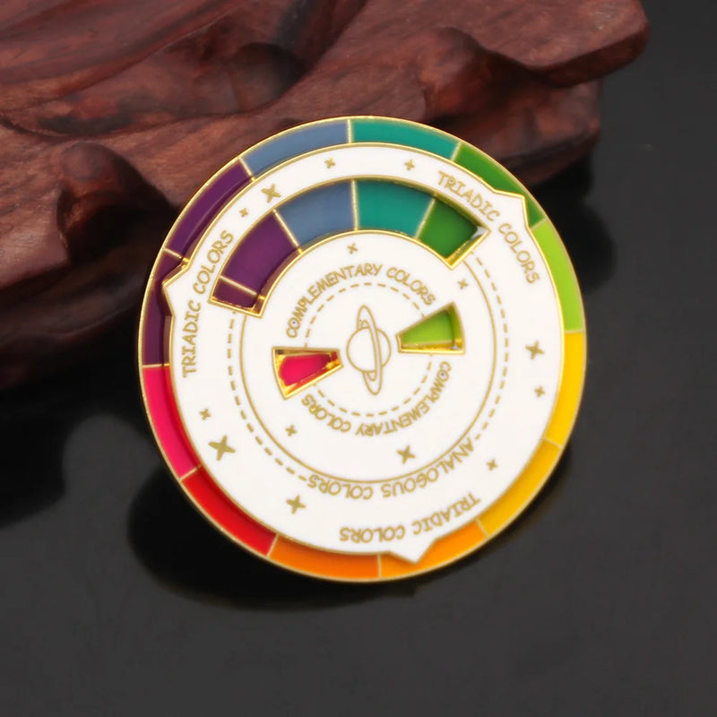 Bunte drehbare Emaille-Anstecknadeln mit Kompassmuster für Kleidung, Rucksack, Hut und Schmuck