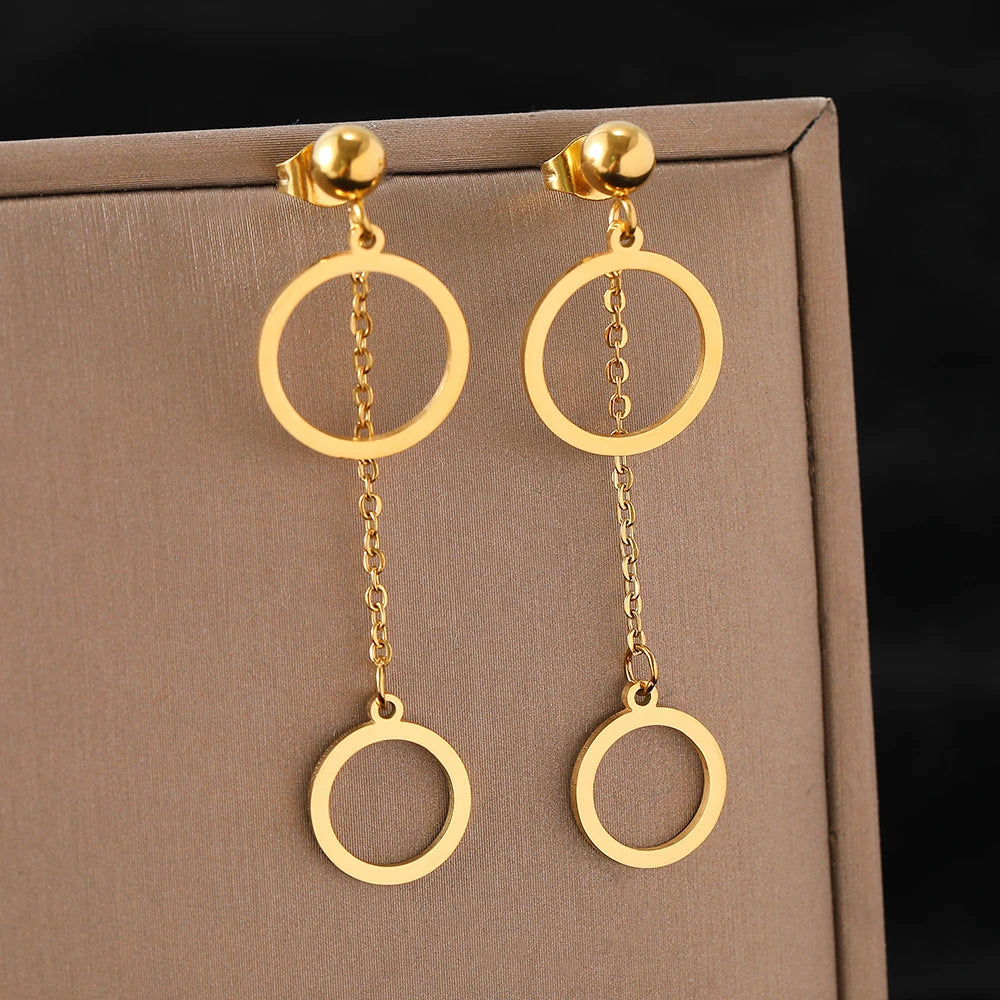 Edelstahl Ohrringe Hohle Anhänger Quasten Ohrringe Exquisite Nicht verblassende Hochwertige Ohrringe für Damen Schmuckgeschenke