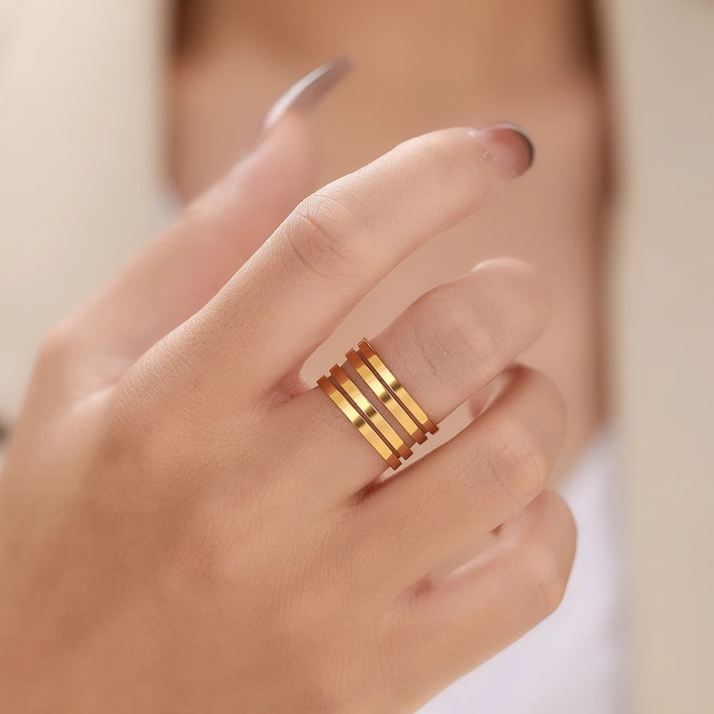 Verstellbare Edelstahlringe für Damen | Modischer Edelstahlring - Hochwertiger Edelstahlring