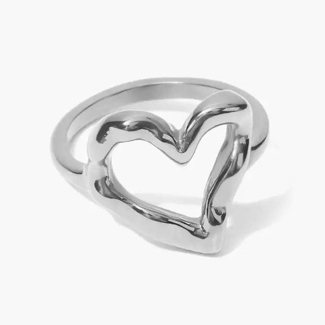 Gold Plated Love Heart Wedding Rings for Women