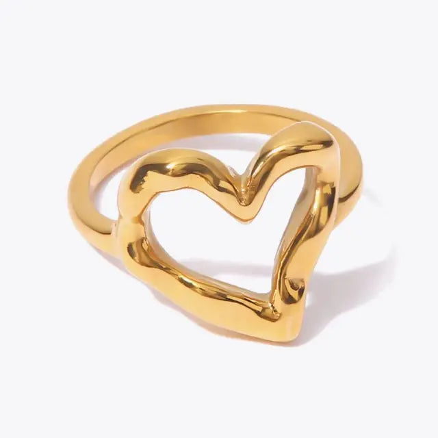 Gold Plated Love Heart Wedding Rings for Women