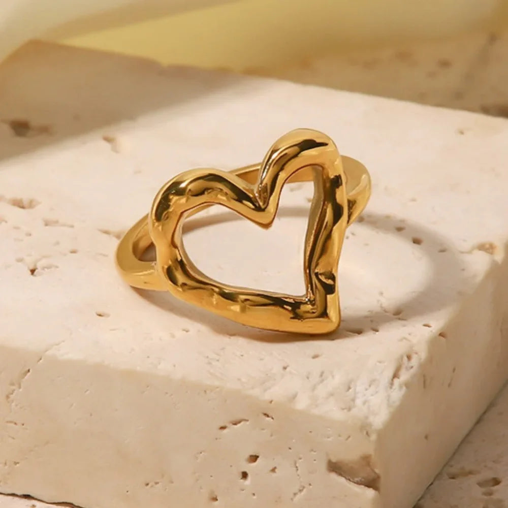 Gold Plated Love Heart Wedding Rings for Women