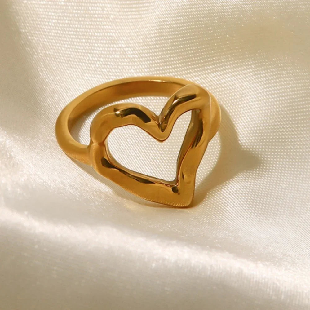 Gold Plated Love Heart Wedding Rings for Women
