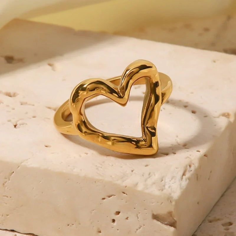 Gold Plated Love Heart Wedding Rings for Women