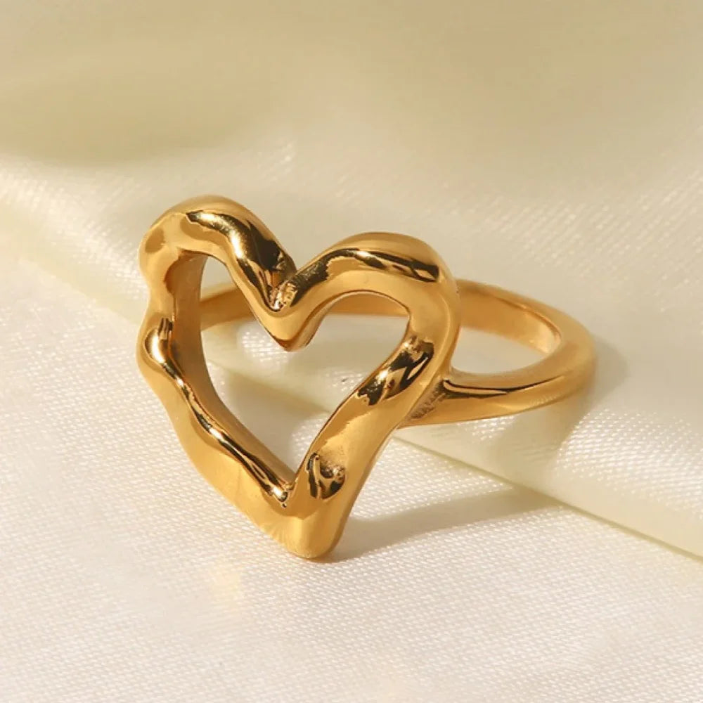 Gold Plated Love Heart Wedding Rings for Women