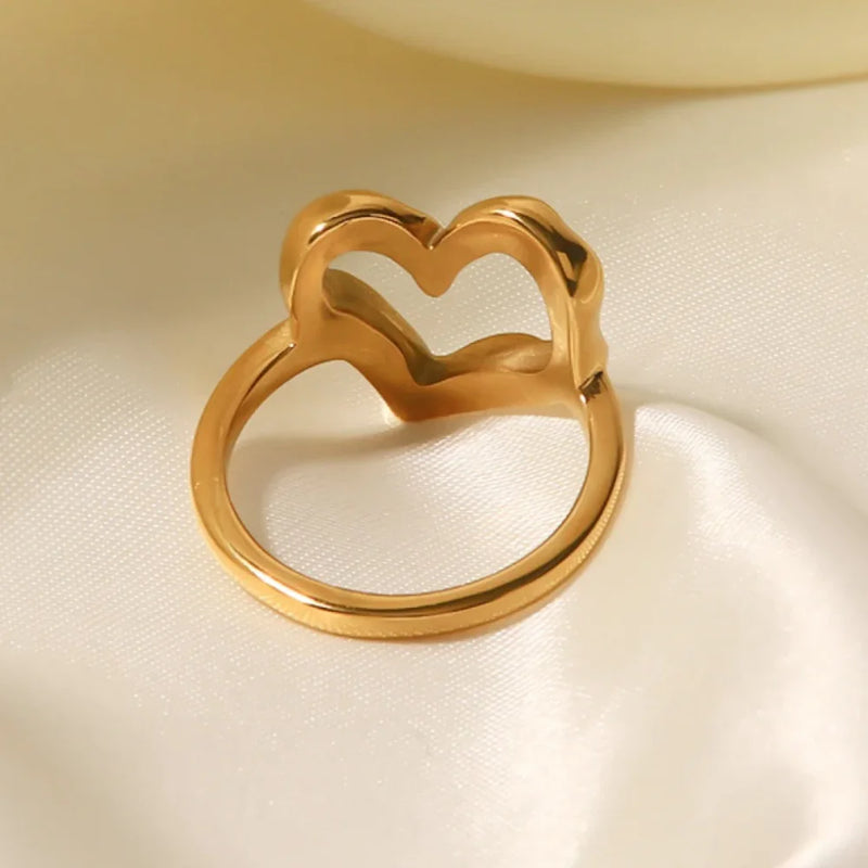 Gold Plated Love Heart Wedding Rings for Women