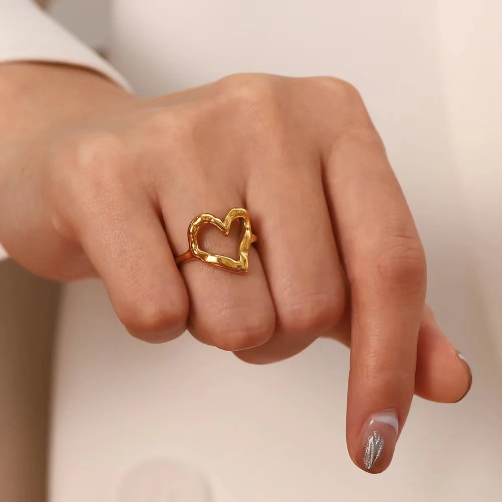 Gold Plated Love Heart Wedding Rings for Women