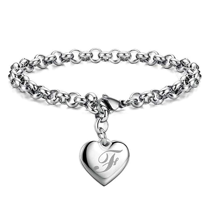 Sterling Silber A Z Anfänglicher Buchstaben Herz Charme Armbänder