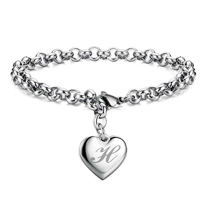 Sterling Silber A Z Anfänglicher Buchstaben Herz Charme Armbänder