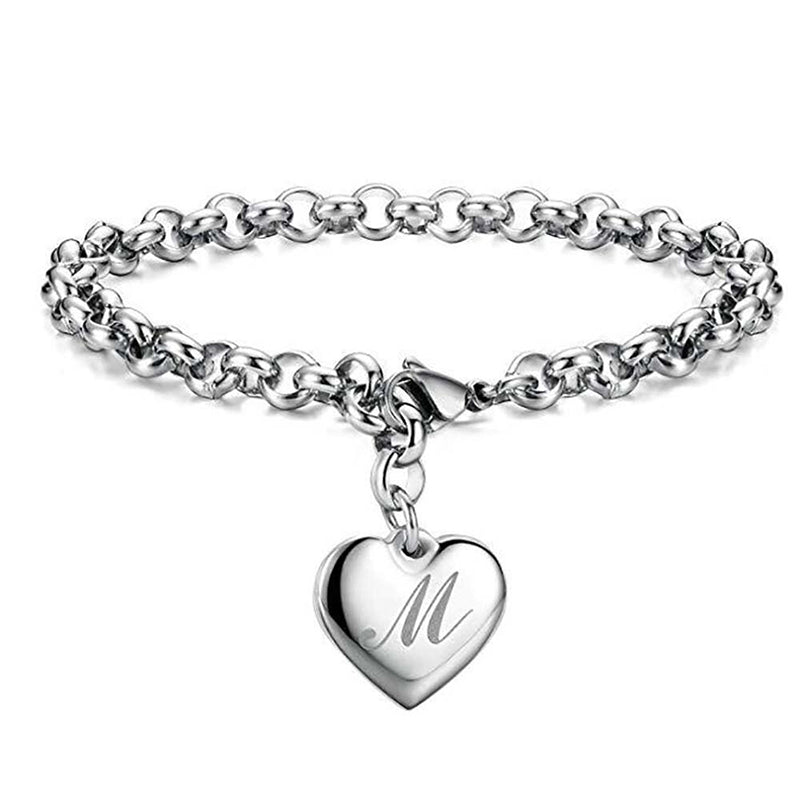 Sterling Silber A Z Anfänglicher Buchstaben Herz Charme Armbänder