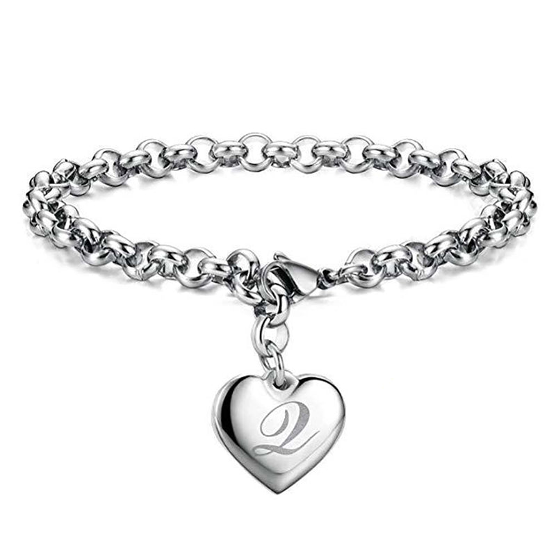 Sterling Silber A Z Anfänglicher Buchstaben Herz Charme Armbänder