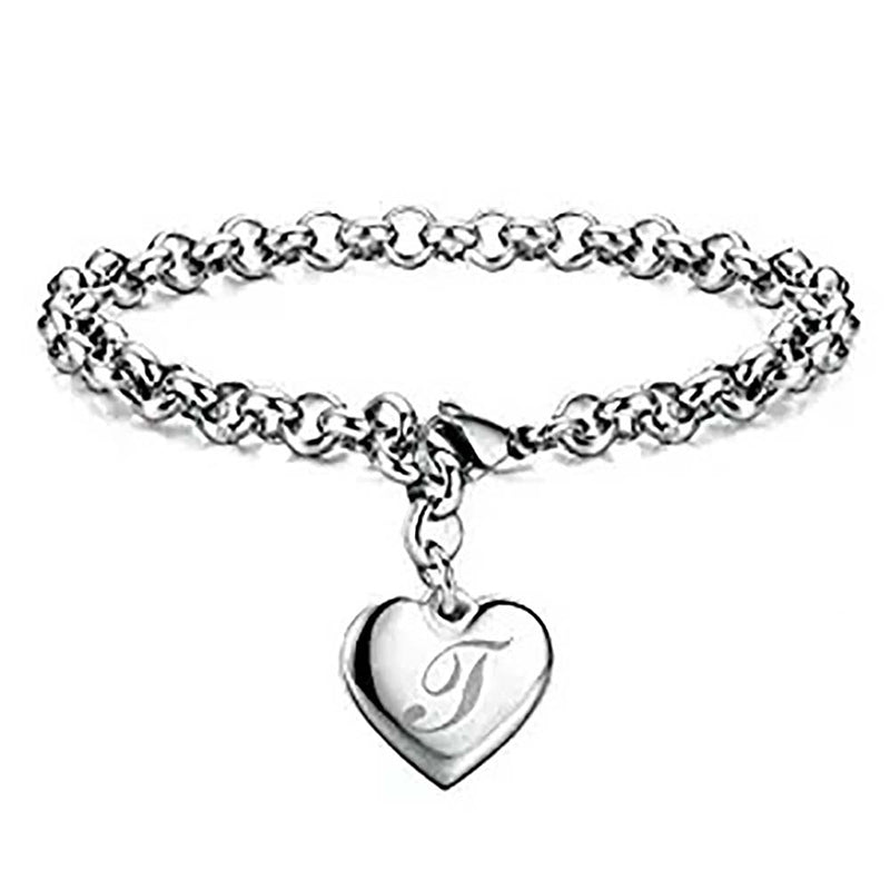 Sterling Silber A Z Anfänglicher Buchstaben Herz Charme Armbänder