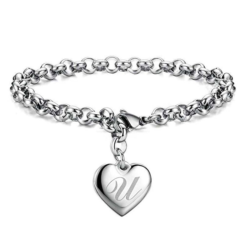Sterling Silber A Z Anfänglicher Buchstaben Herz Charme Armbänder