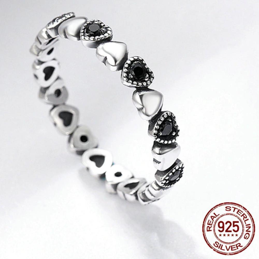 Sterling Silber Be Caceweled Hearts Ring