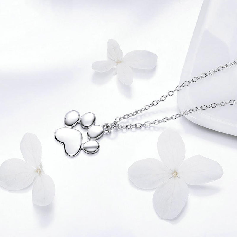 Sterling Silber Cute Dog Paw Print Anhänger Halskette