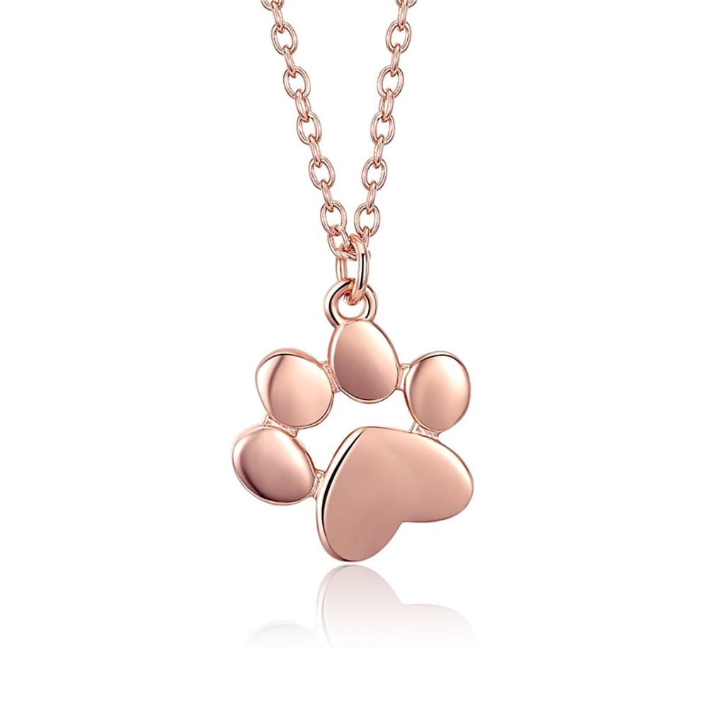 Sterling Silber Cute Dog Paw Print Anhänger Halskette