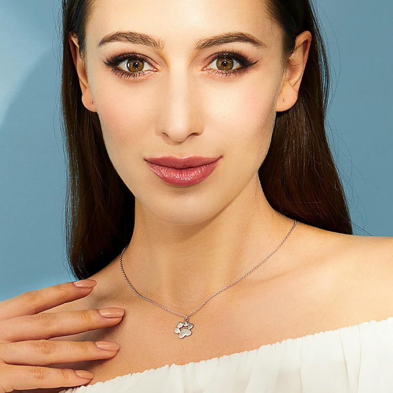 Sterling Silber Cute Dog Paw Print Anhänger Halskette