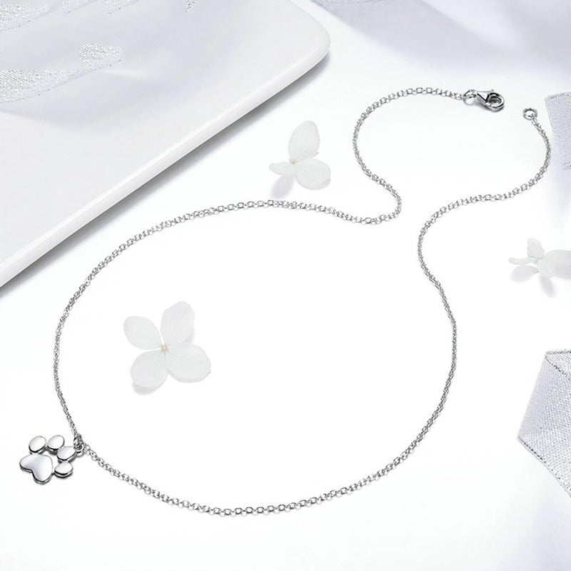 Sterling Silber Cute Dog Paw Print Anhänger Halskette