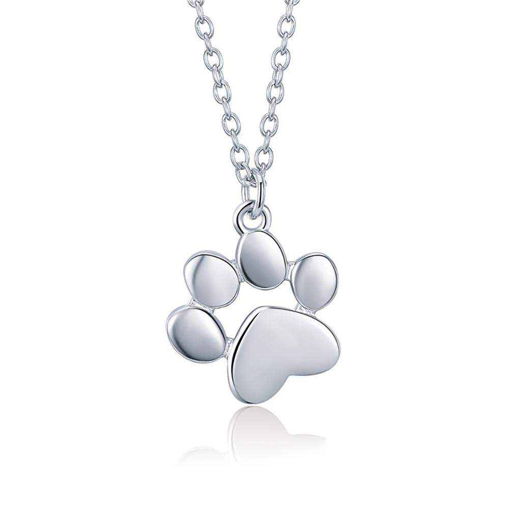 Sterling Silber Cute Dog Paw Print Anhänger Halskette