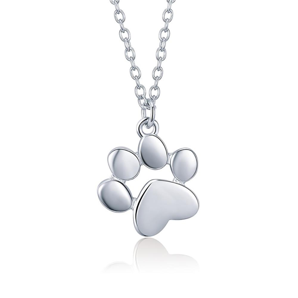 Sterling Silber Cute Dog Paw Print Anhänger Halskette
