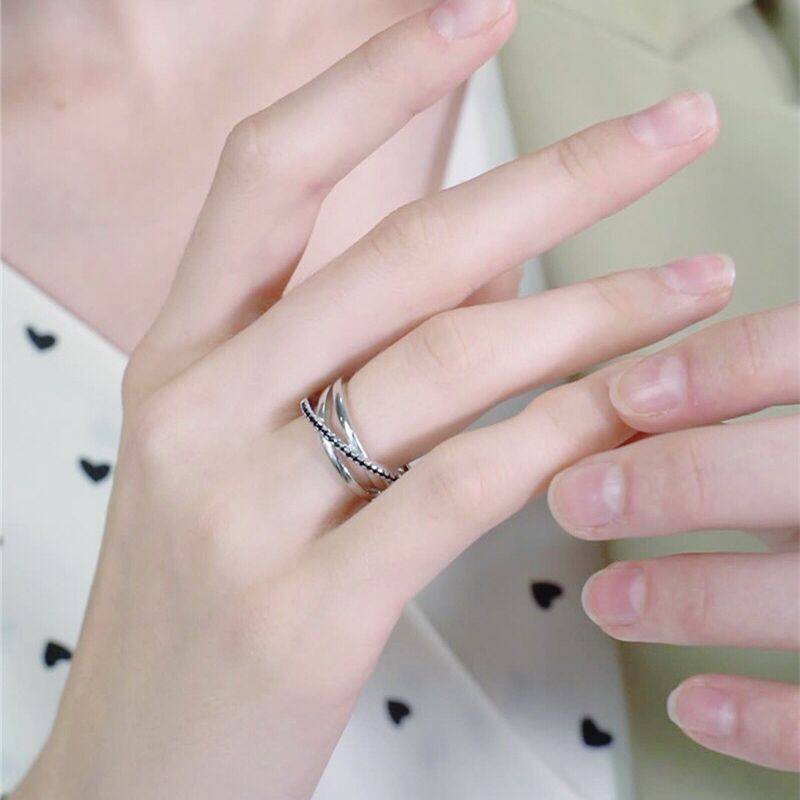 Sterling Silver Jet Black Bodeweled Ring